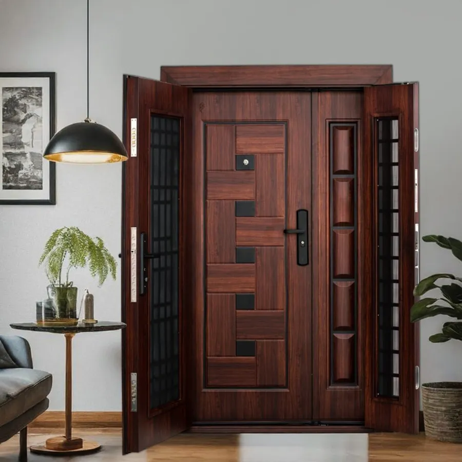 Mahogany door with mesh side shutters