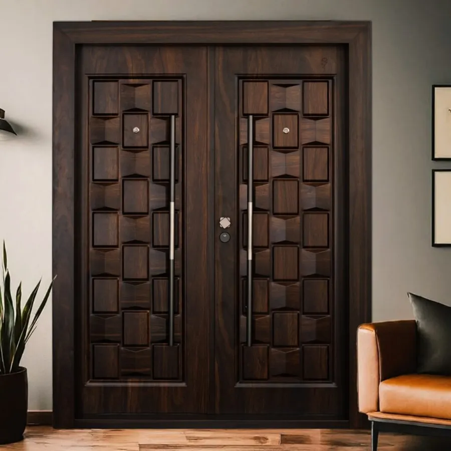 Walnut 3D-panel double door