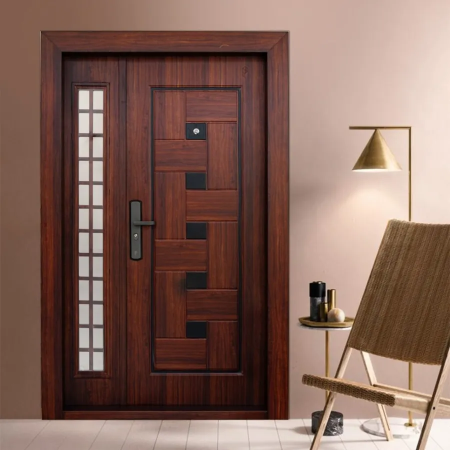 Mahogany door with glass sidelight